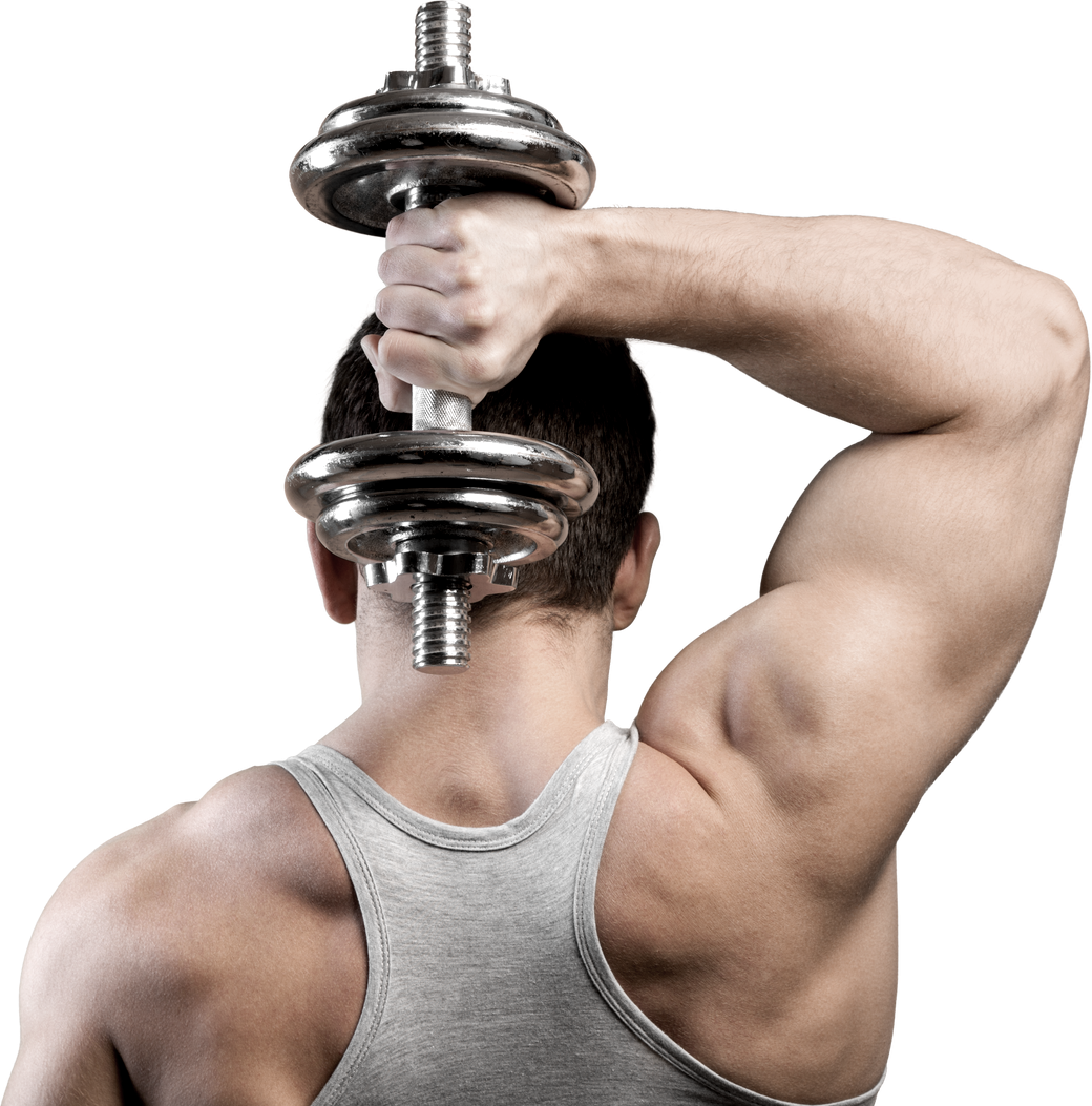 Man Doing a Dumbbell Tricep Workout